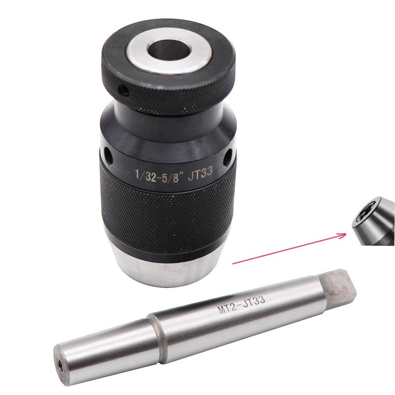 KIPA 1/32"- 5/8" Super Heavy Duty Drill Press Chuck Keyless JT33 Mount & MT2-JT33 Drill Chuck Arbor, High-Precision - Image 1